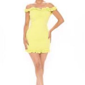 Chic Off-Shoulder Lemon Mini Dress